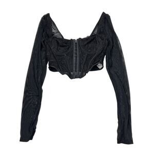 Garage Sheer Lace Bustier Underwire Crop Top Y2K Coquette Goth Boudoir Black XS